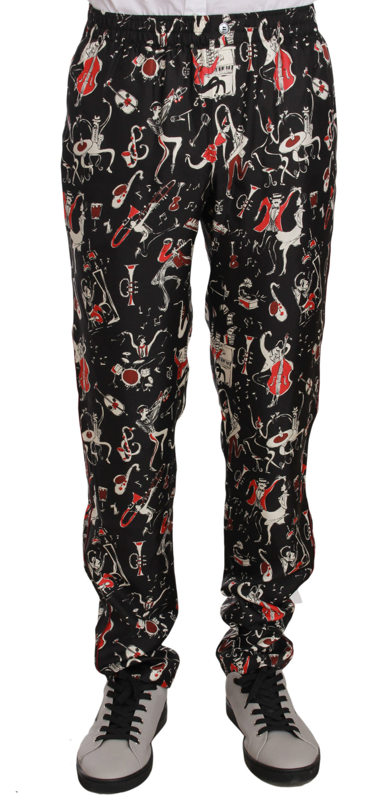 Red Musical Instrument Print Sleepwear Pants-Dolce & Gabbana-LabelTerrace.com
