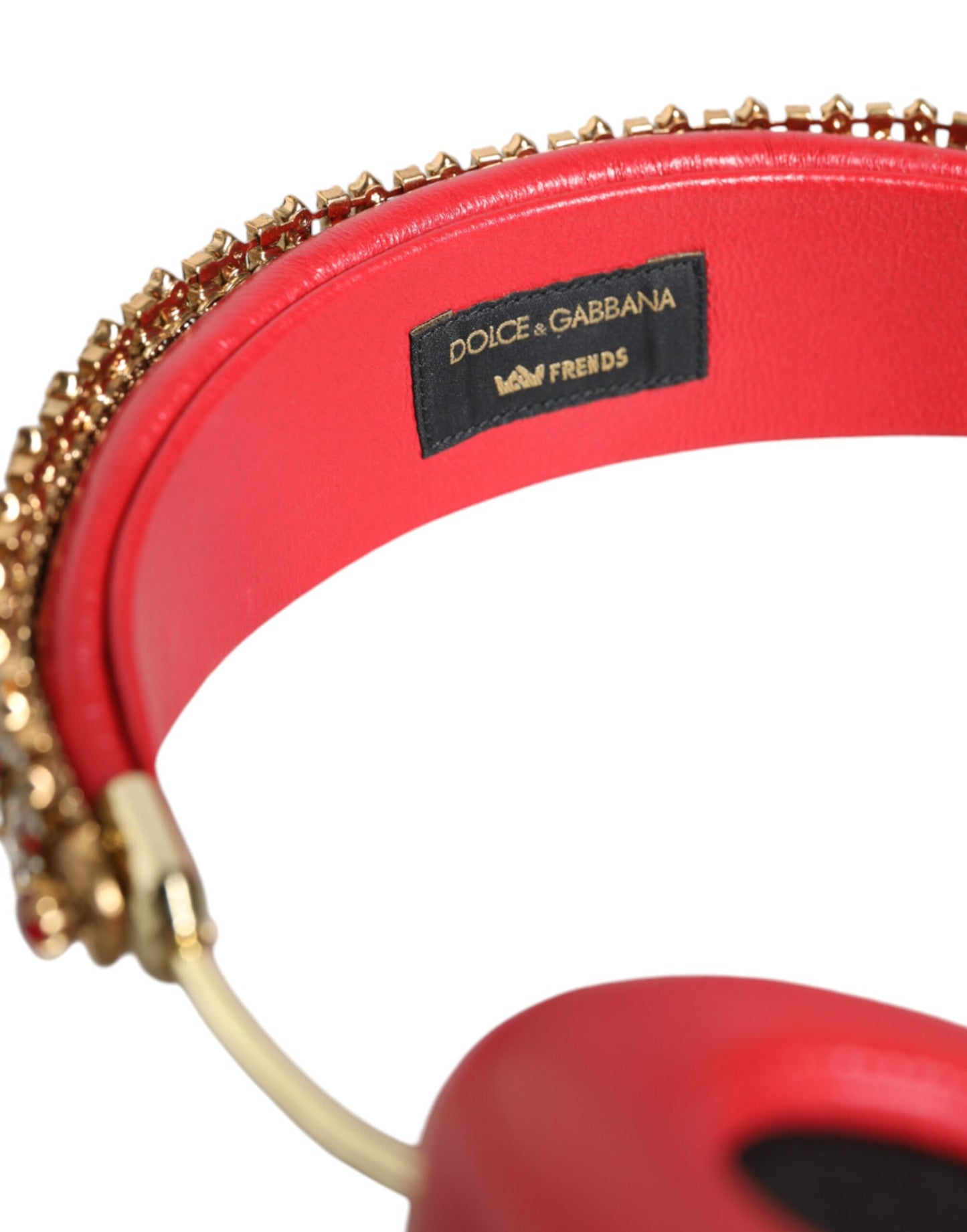 Red Nappa Leather Floral Crystal Headphone-Dolce & Gabbana-LabelTerrace.com
