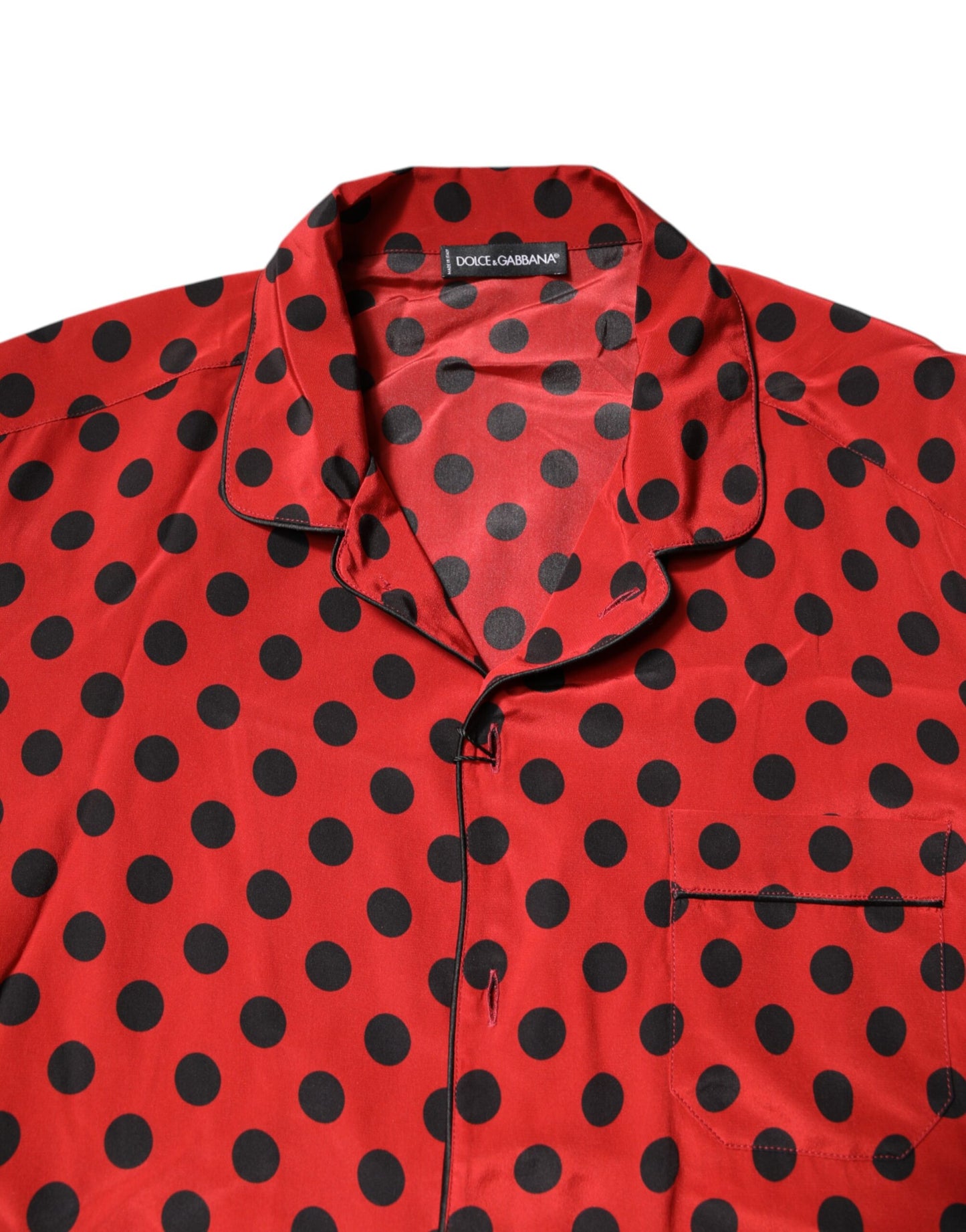 Red Polka Dot Silk Long Sleeve Shirt-Dolce & Gabbana-LabelTerrace.com