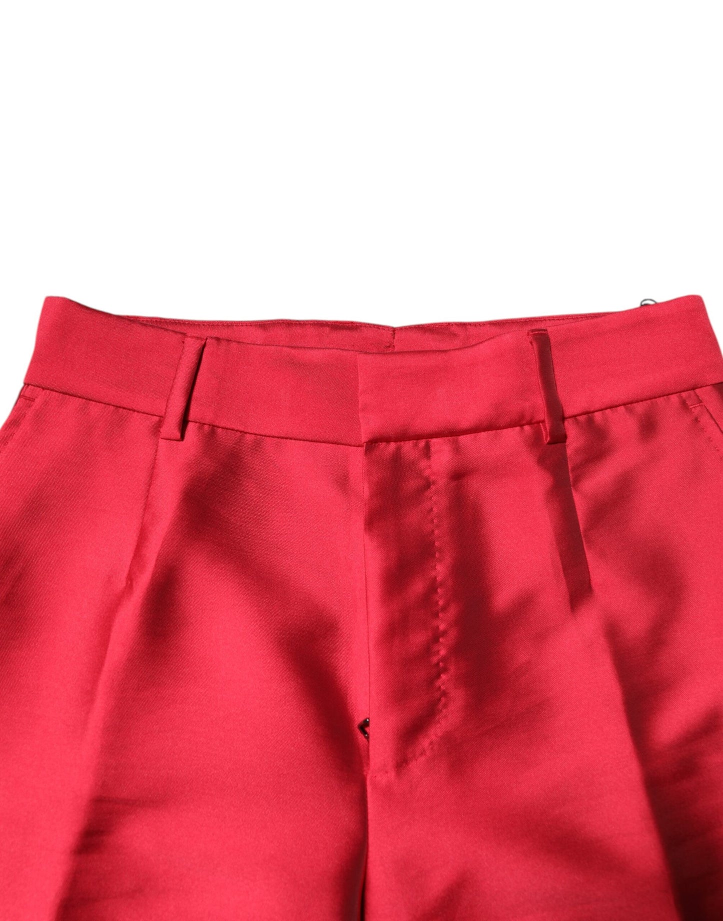 Red Polyester Cropped Dress Pants-Dolce & Gabbana-LabelTerrace.com