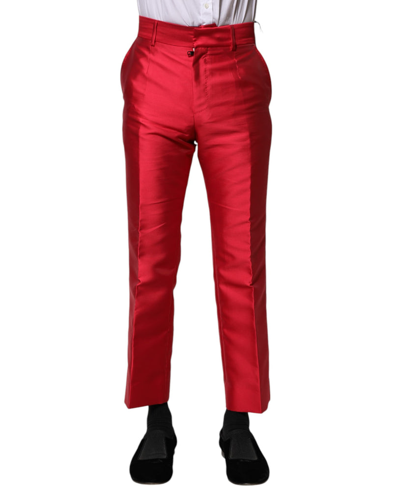 Red Polyester Cropped Dress Pants-Dolce & Gabbana-LabelTerrace.com