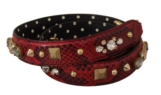 Red Python Leather Crystals Reversible Shoulder Strap-Dolce & Gabbana-LabelTerrace.com