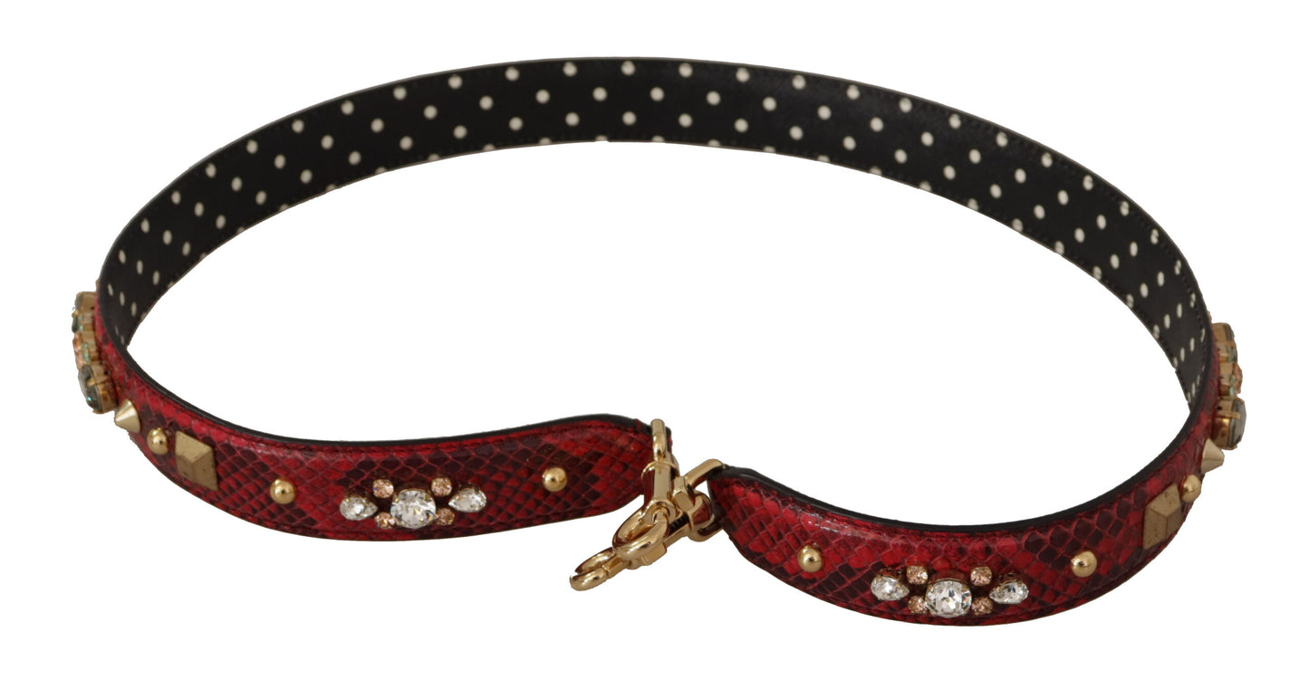 Red Python Leather Crystals Reversible Shoulder Strap-Dolce & Gabbana-LabelTerrace.com