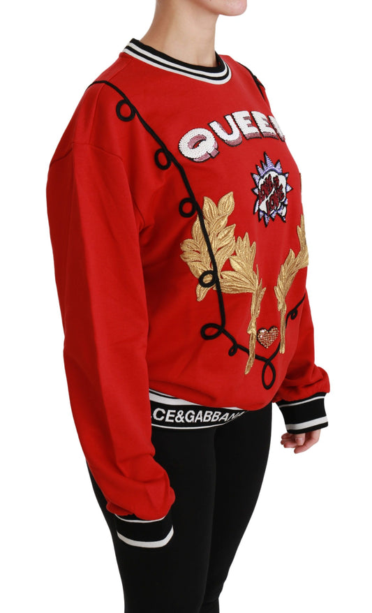 Red Queen Sequined Love Pullover Sweater-Dolce & Gabbana-LabelTerrace.com