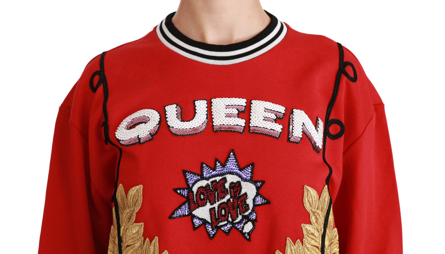 Red Queen Sequined Love Pullover Sweater-Dolce & Gabbana-LabelTerrace.com