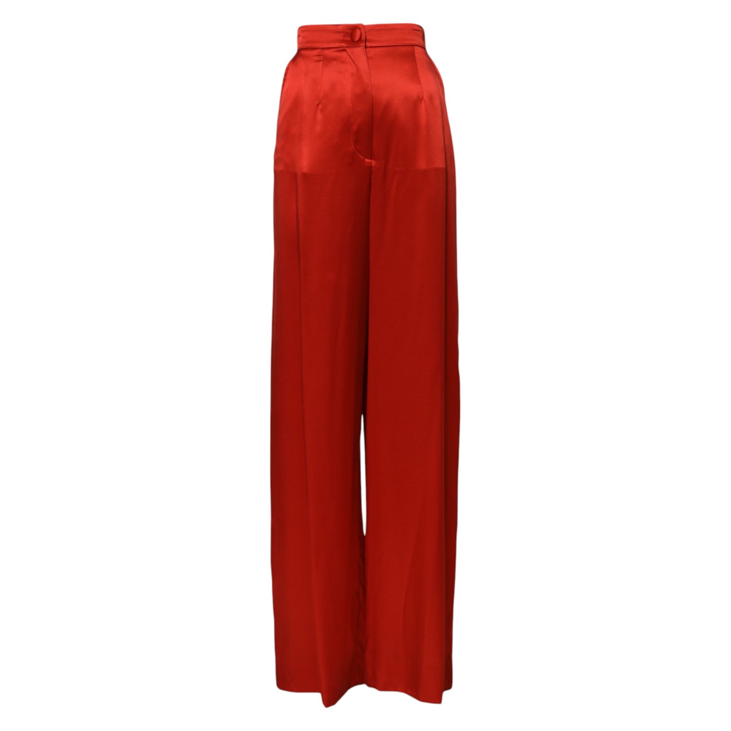 Red Satin High Waist Wide Leg Pants-Dolce & Gabbana-LabelTerrace.com