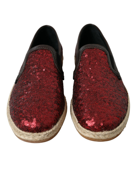Red Sequined Loafers Slippers Men Shoes-Dolce & Gabbana-LabelTerrace.com