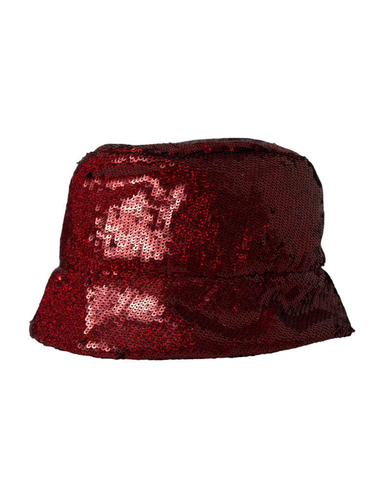 Red Sequined Nylon Bucket Hat Men-Dolce & Gabbana-LabelTerrace.com