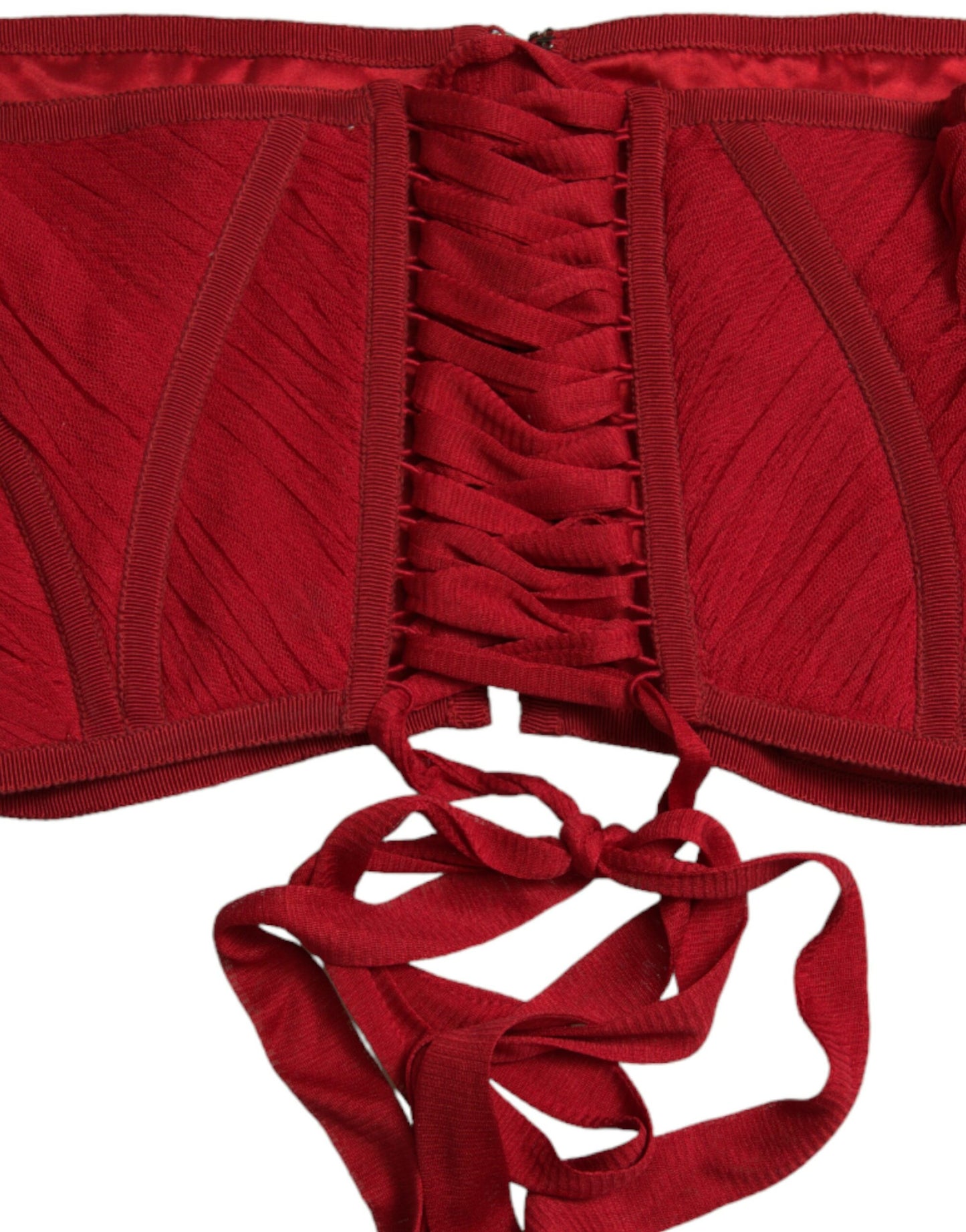 Red Silk Belt Waist Lace Up Strap Corset-Dolce & Gabbana-LabelTerrace.com