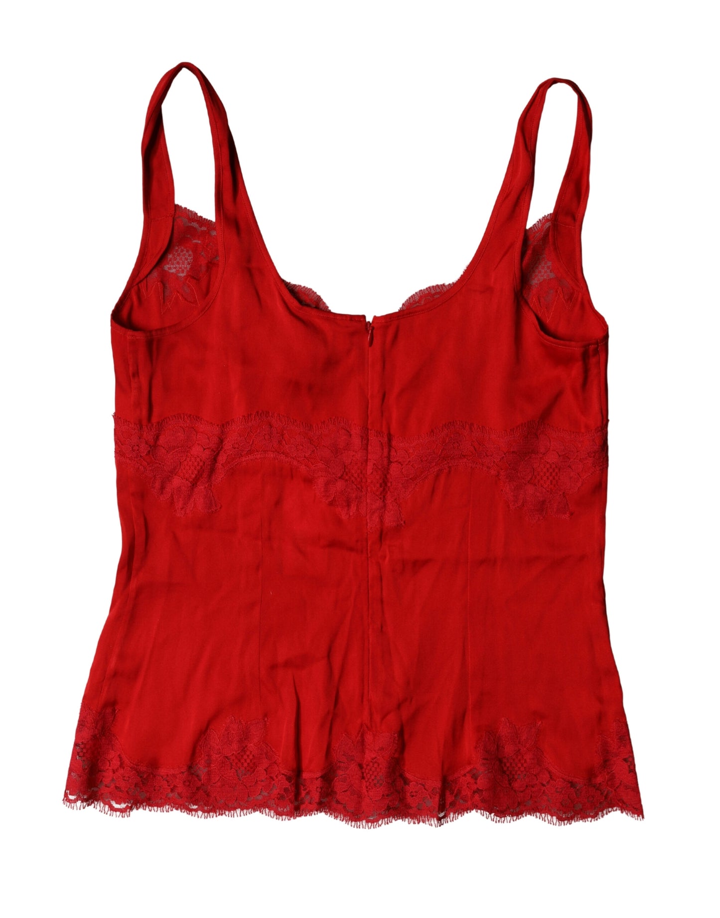 Red Silk Floral Lace Lingerie Top Underwear