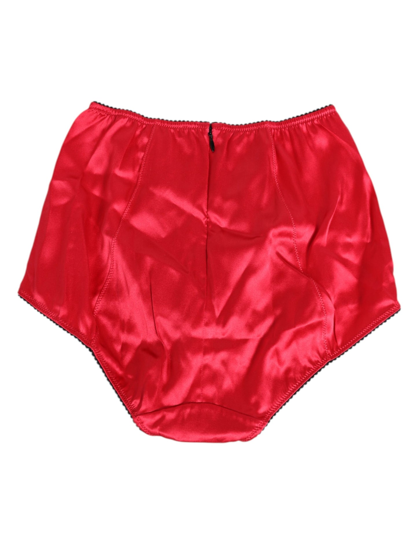 Red Silk Satin High-Waist Briefs Underwear-Dolce & Gabbana-LabelTerrace.com