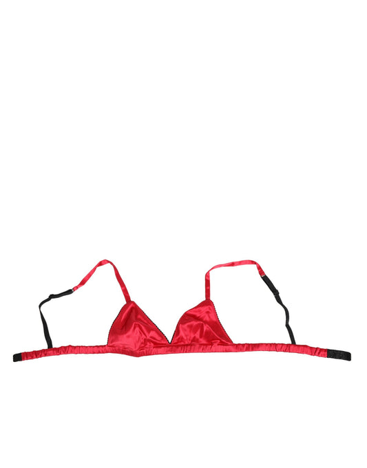 Red Silk Satin Triangle Soft Cup Br Underwear-Dolce & Gabbana-LabelTerrace.com