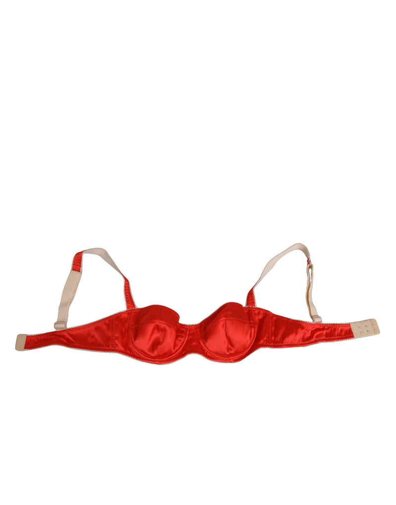 Red Silk Satin Underwire Bra Semi-Pad Underwear-Dolce & Gabbana-LabelTerrace.com