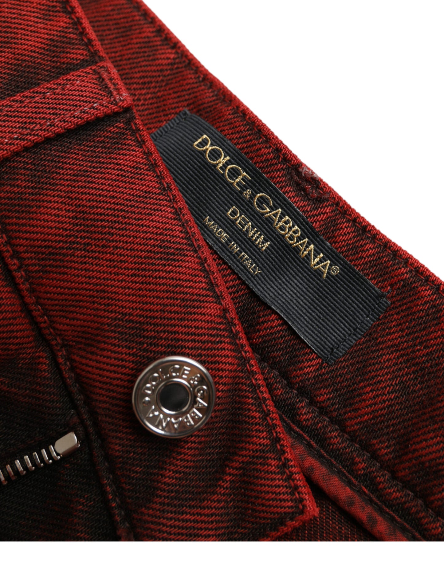 Red Stretch High Waist Denim Hot Pants Shorts-Dolce & Gabbana-LabelTerrace.com