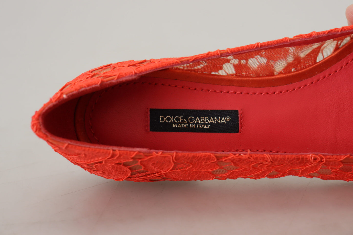 Red Taormina Lace Crystals Ballet Flats Shoes-Dolce & Gabbana-LabelTerrace.com