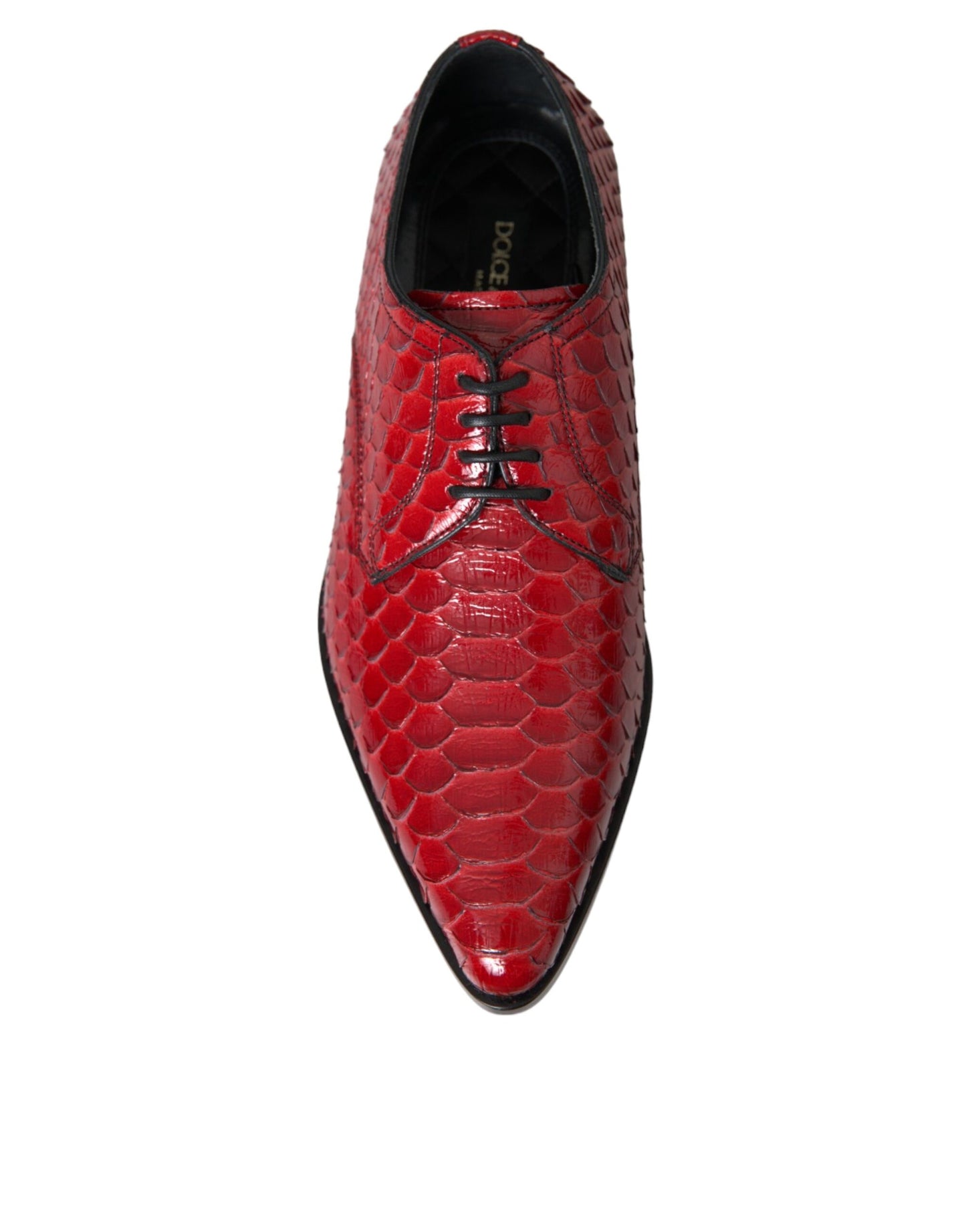 Red Textured Varnished Derby Men Formal Shoes-Dolce & Gabbana-LabelTerrace.com