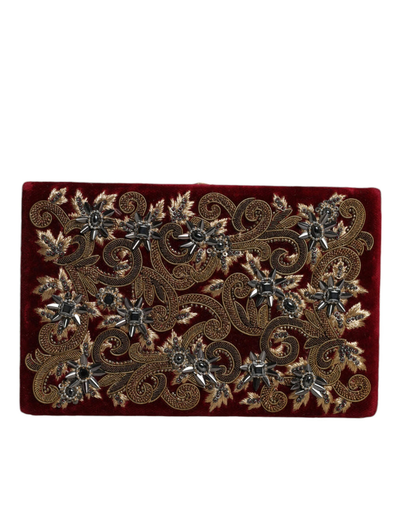 Red Velvet Gold Frame Clutch Evening Party Purse Bag-Dolce & Gabbana-LabelTerrace.com