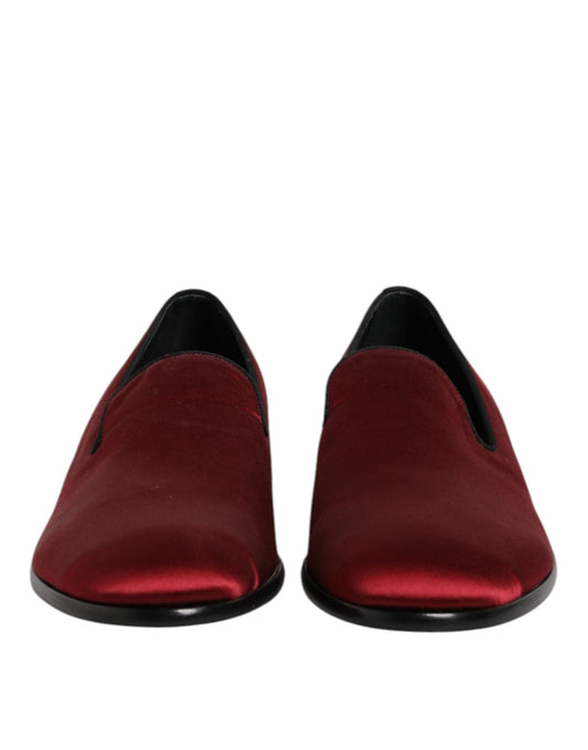 Red Velvet Slip On Loafers Formal Shoes-Dolce & Gabbana-LabelTerrace.com