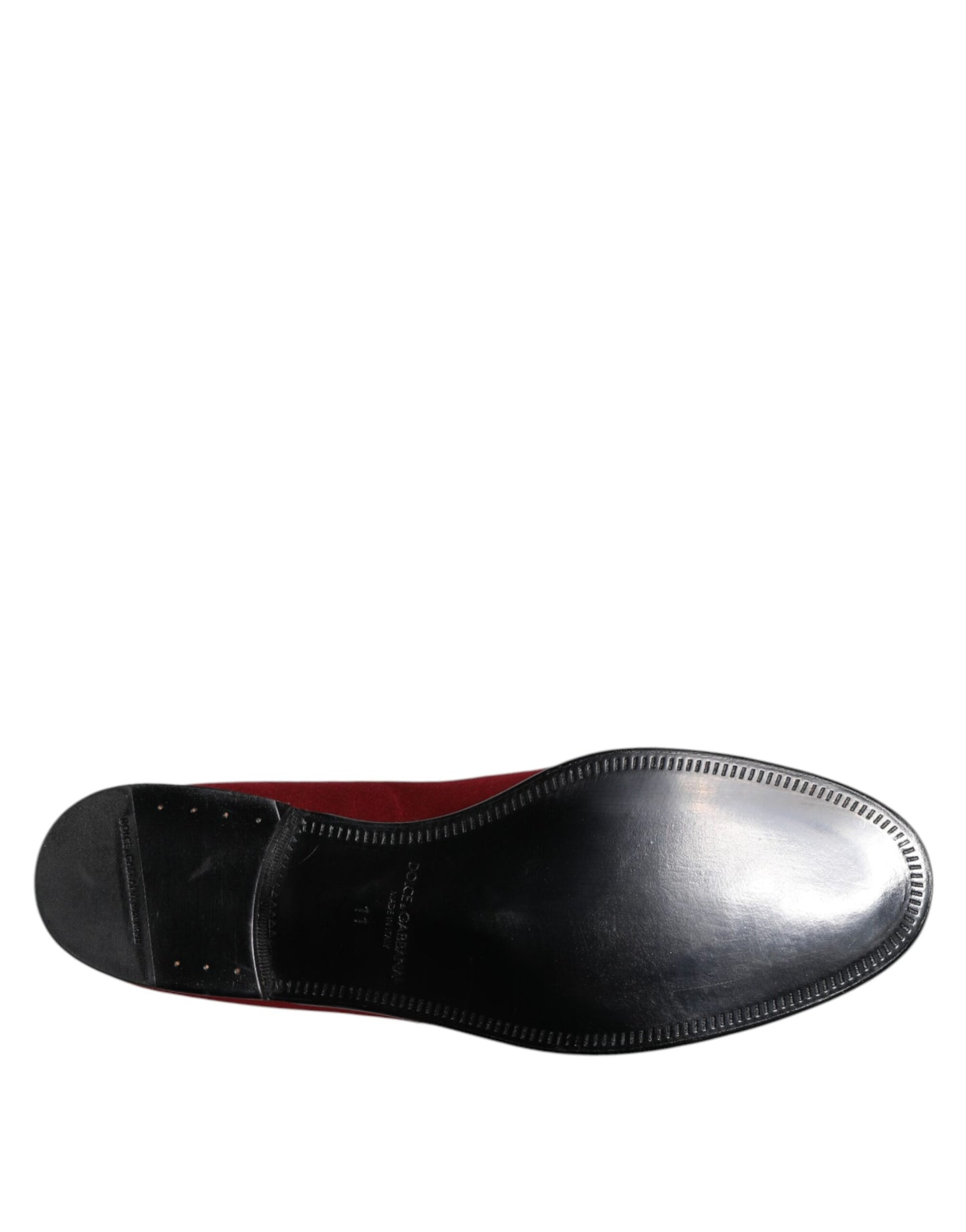 Red Velvet Slip On Loafers Formal Shoes-Dolce & Gabbana-LabelTerrace.com