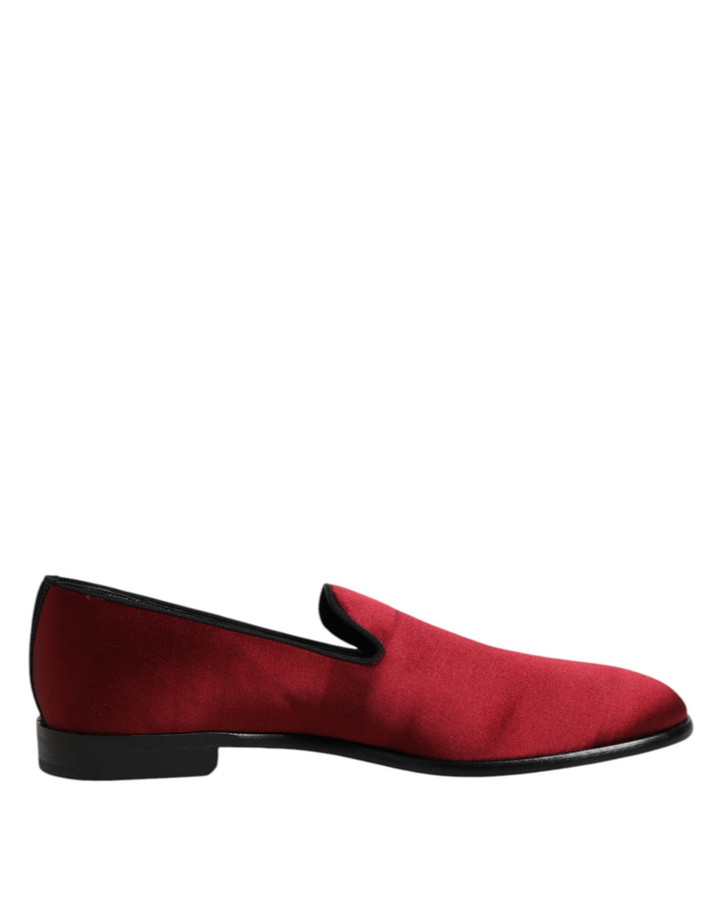 Red Velvet Slip On Loafers Formal Shoes-Dolce & Gabbana-LabelTerrace.com