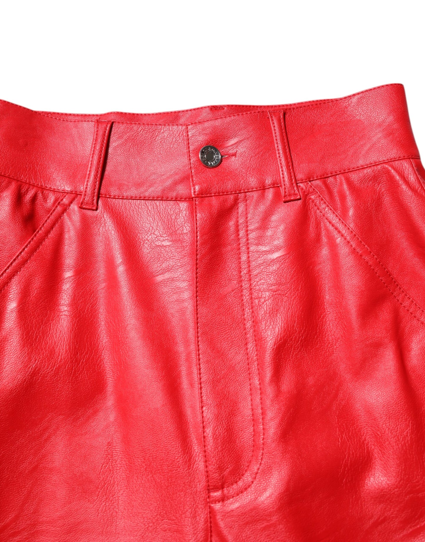 Red Viscose High Waist Tapered Trouser Pants-Dolce & Gabbana-LabelTerrace.com
