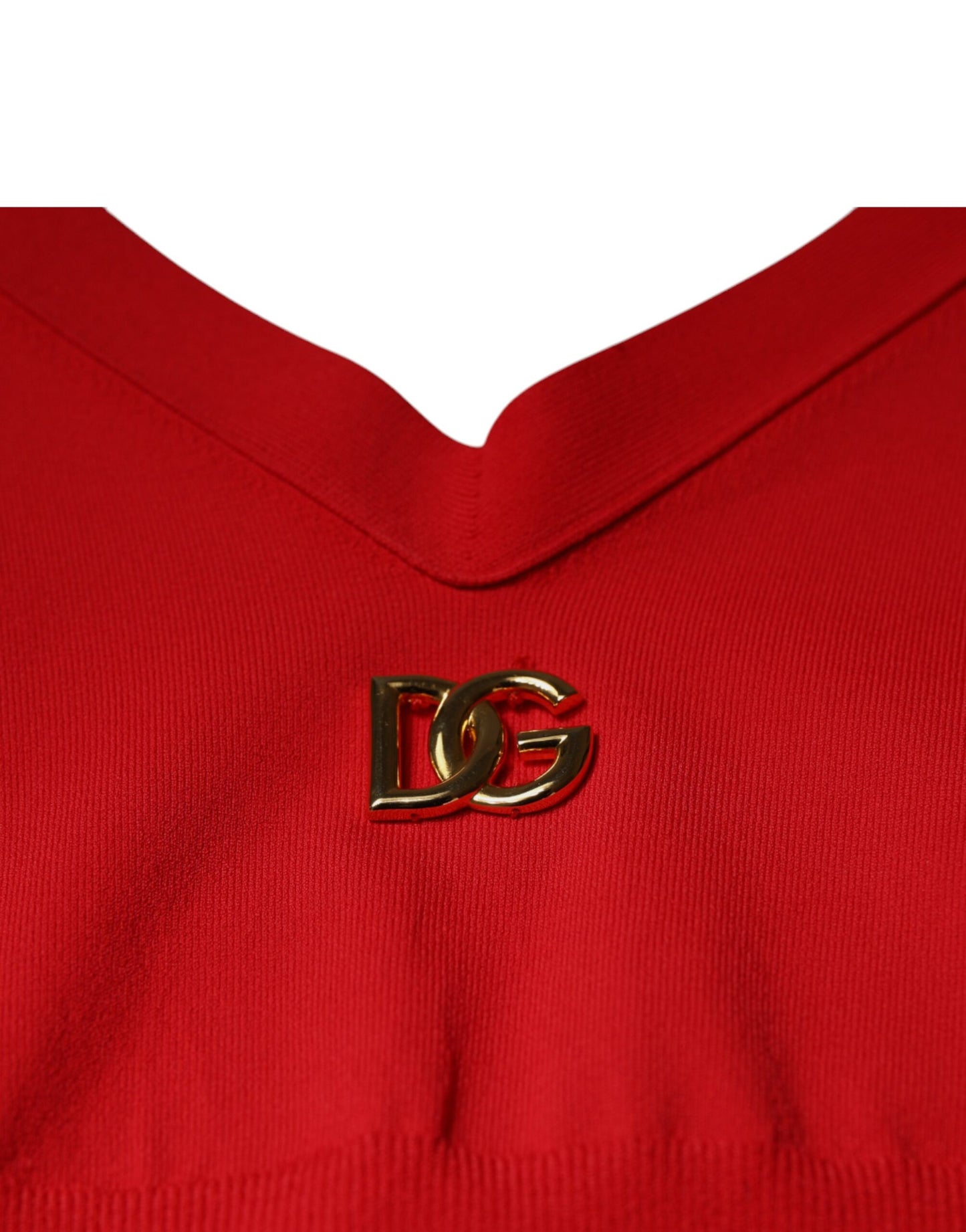 Red Viscose Sleeveless Halter Cropped Tank Top-Dolce & Gabbana-LabelTerrace.com