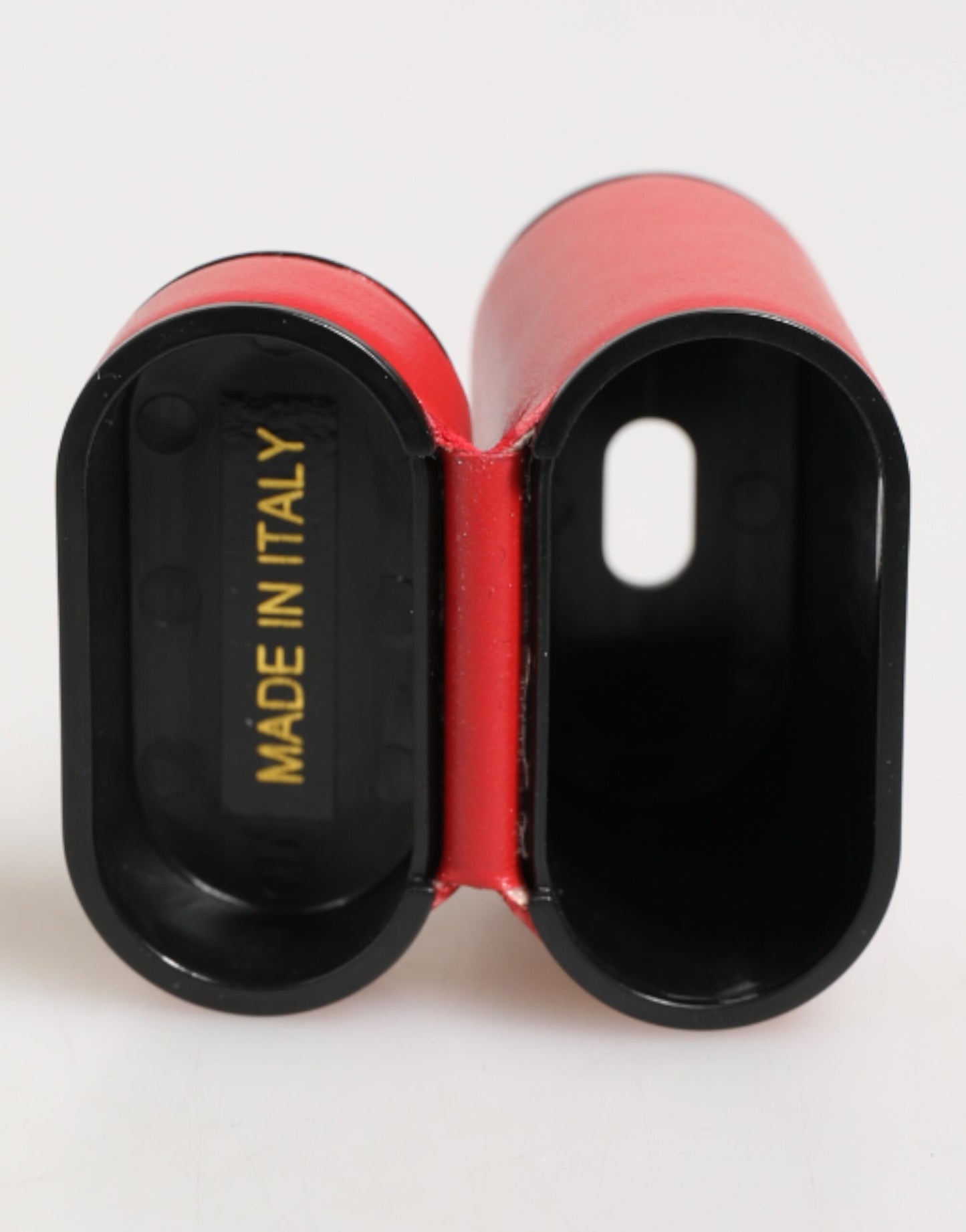 Red White Calfskin Leather Logo Flip Holder Airpods Case-Dolce & Gabbana-LabelTerrace.com