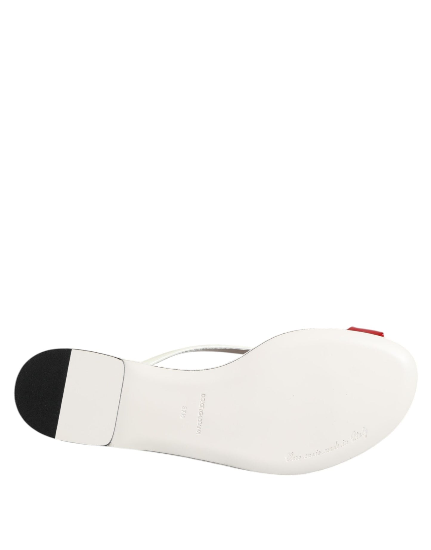 Red White KEIRA Flower Leather Sandals Shoes-Dolce & Gabbana-LabelTerrace.com