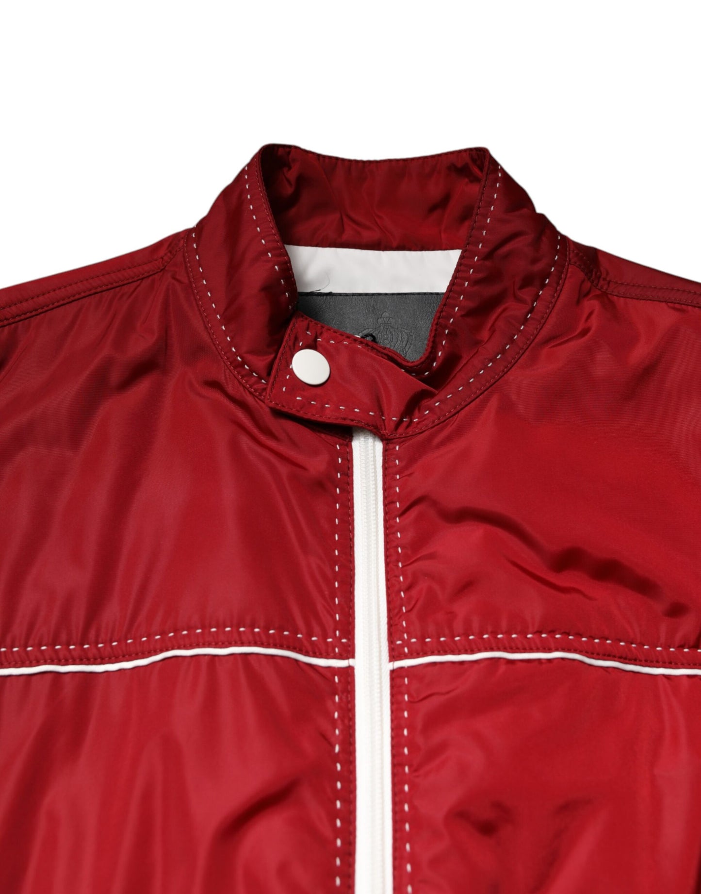 Red White Nylon Full Zip Men Bomber Jacket-Dolce & Gabbana-LabelTerrace.com