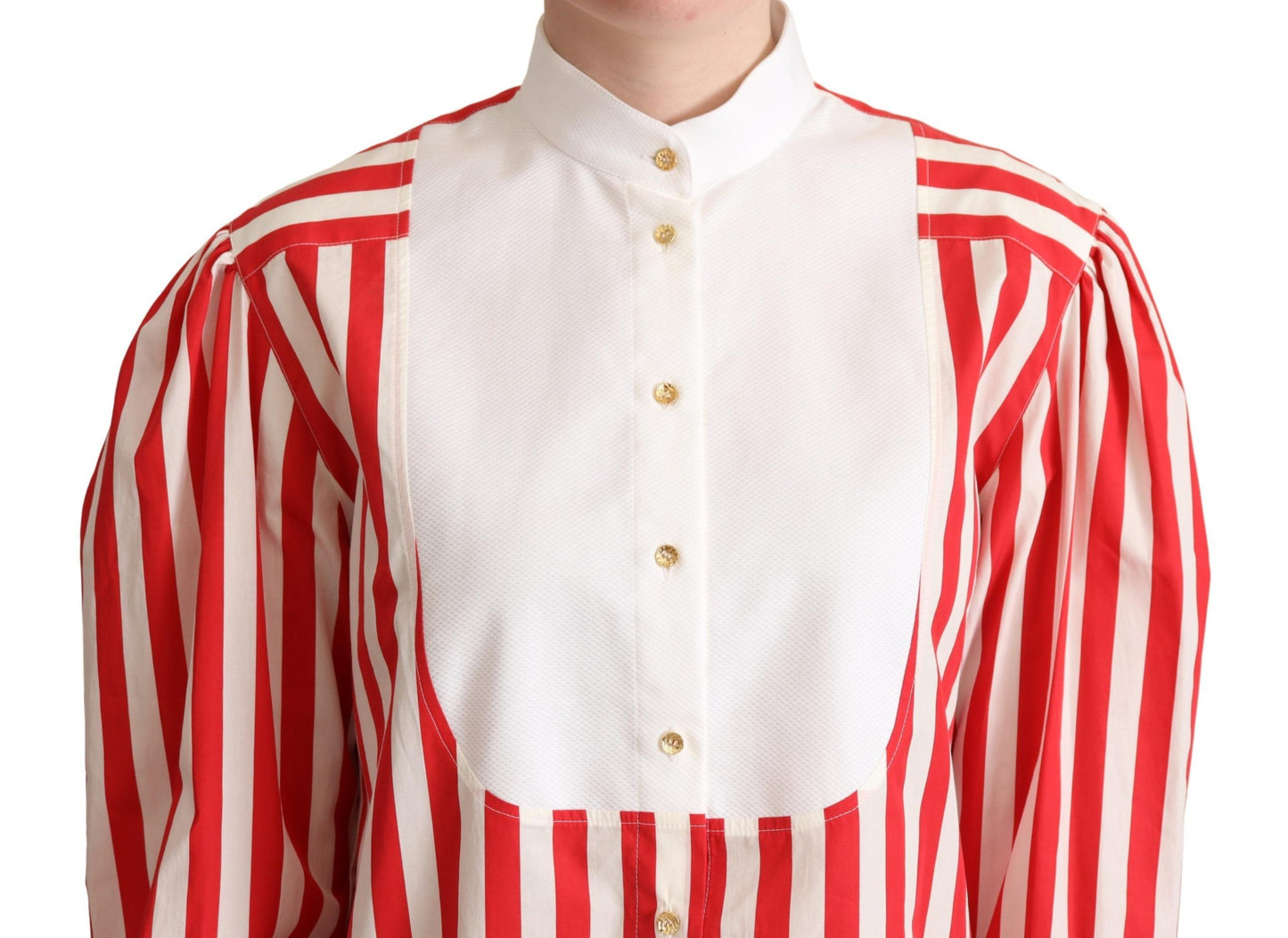 Red White Striped Long Sleeves Formal Shirt-Dolce & Gabbana-LabelTerrace.com
