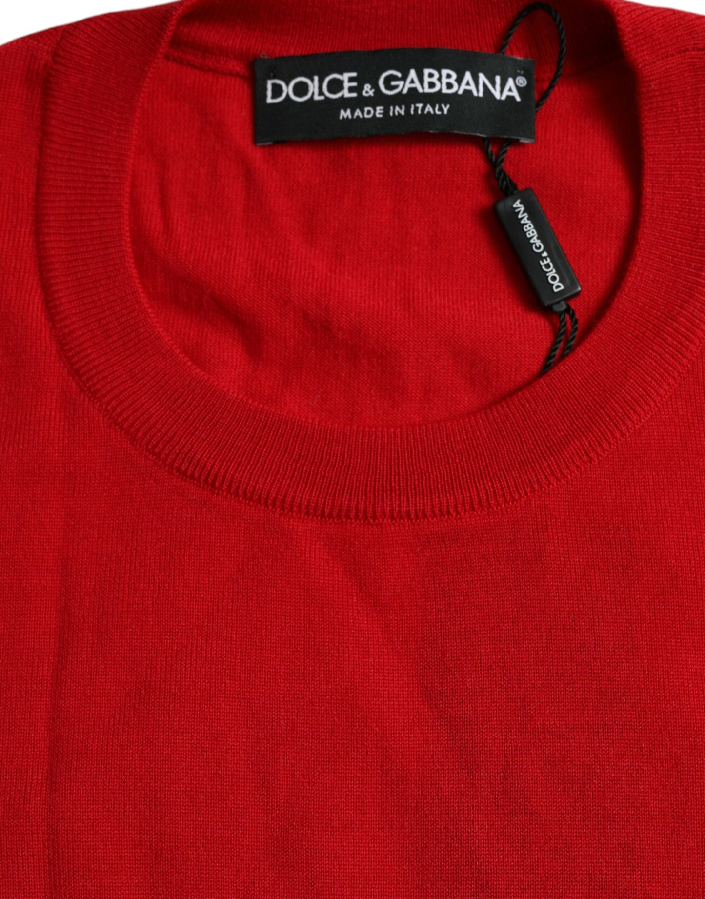 Red Wool Knitted Crew Neck Pullover Sweater-Dolce & Gabbana-LabelTerrace.com