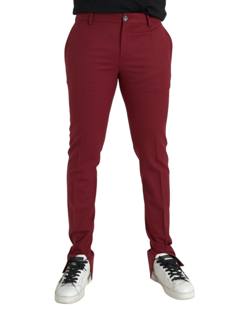 Red Wool Men Slim Fit Dress Pants-Dolce & Gabbana-LabelTerrace.com