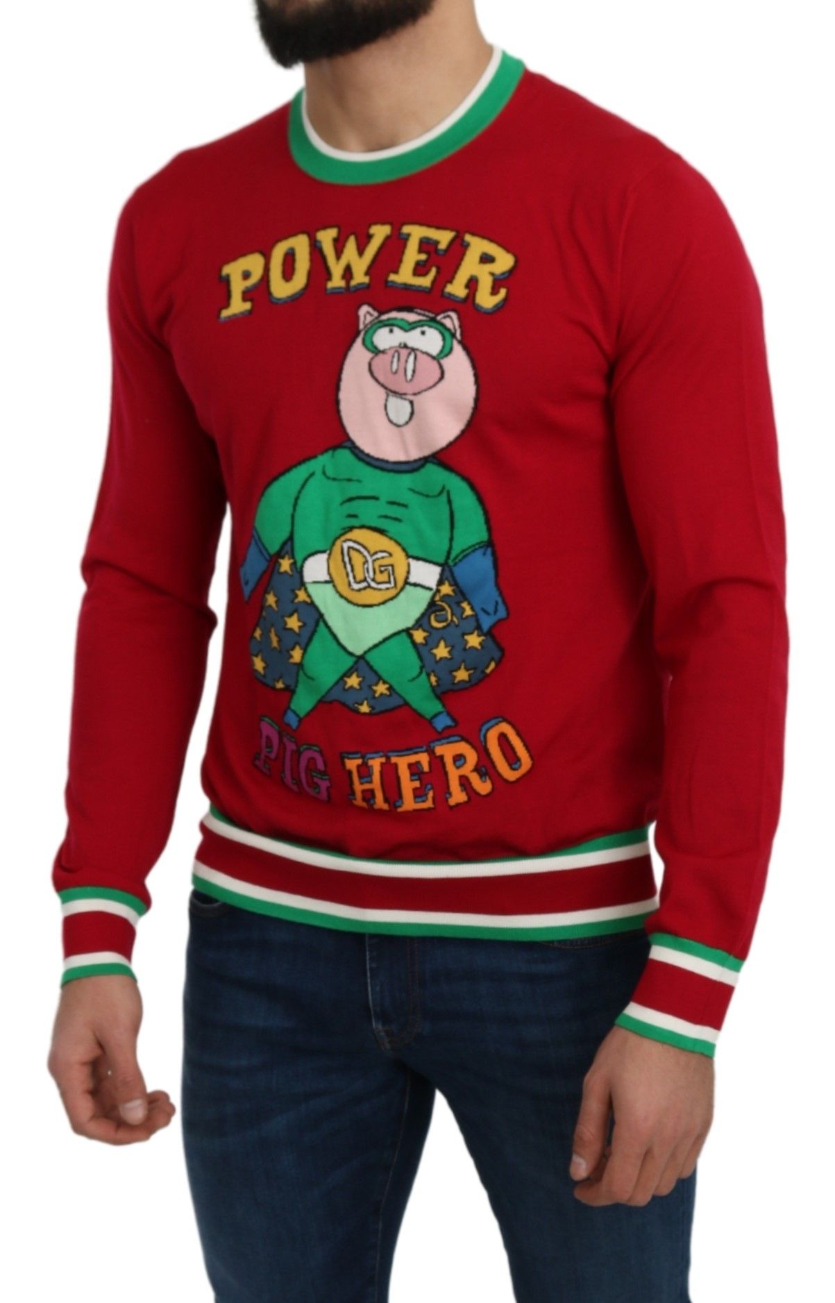 Red Wool Silk Pig of the Year Sweater-Dolce & Gabbana-LabelTerrace.com