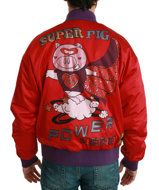 Red YEAR OF THE PIG Bomber Jacket-Dolce & Gabbana-LabelTerrace.com
