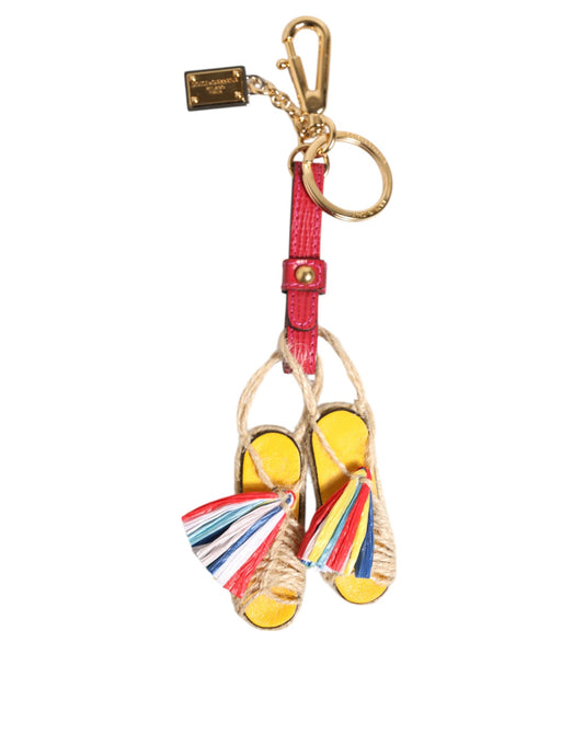 Red Yellow Mini Espadrille Style Charm Keychain Keyring-Dolce & Gabbana-LabelTerrace.com