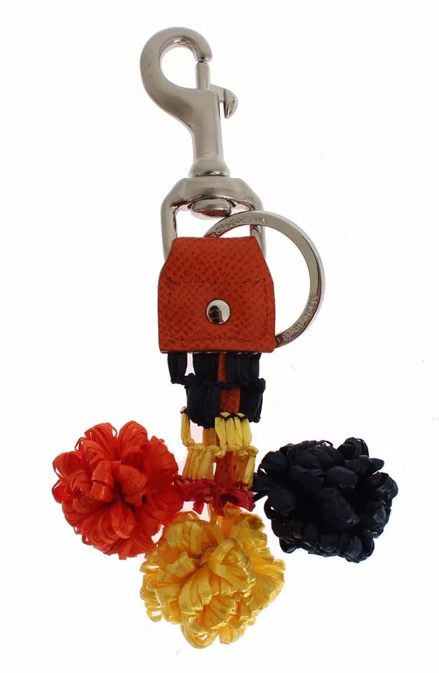 Red Yellow Raffia Leather Clasp Finder Keyring Keychain-Dolce & Gabbana-LabelTerrace.com