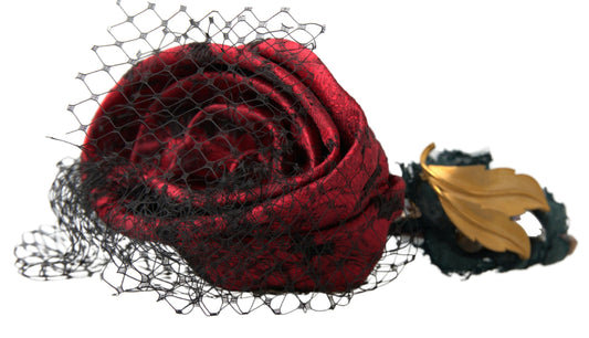 Red with multicolor Rose Silk Crystal Netted Logo Diadem Headband-Dolce & Gabbana-LabelTerrace.com