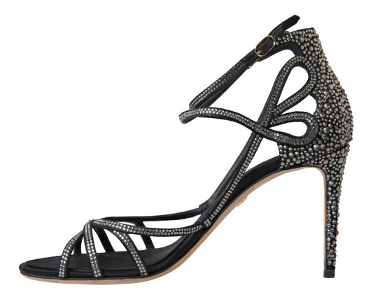 Rhinestone Stiletto Sandal Satin Shoes-Dolce & Gabbana-LabelTerrace.com