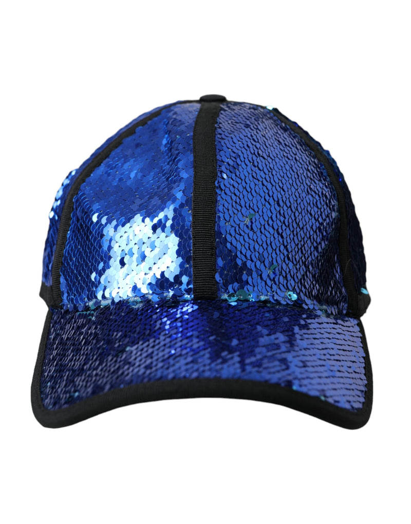 Royal Blue Sequin Baseball Hat Men-Dolce & Gabbana-LabelTerrace.com