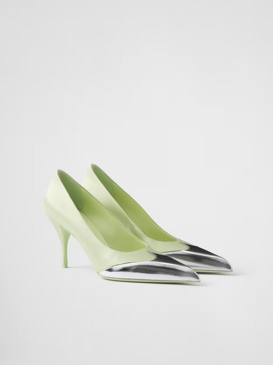 Satin And Metallic Leather Pumps-Prada-LabelTerrace.com