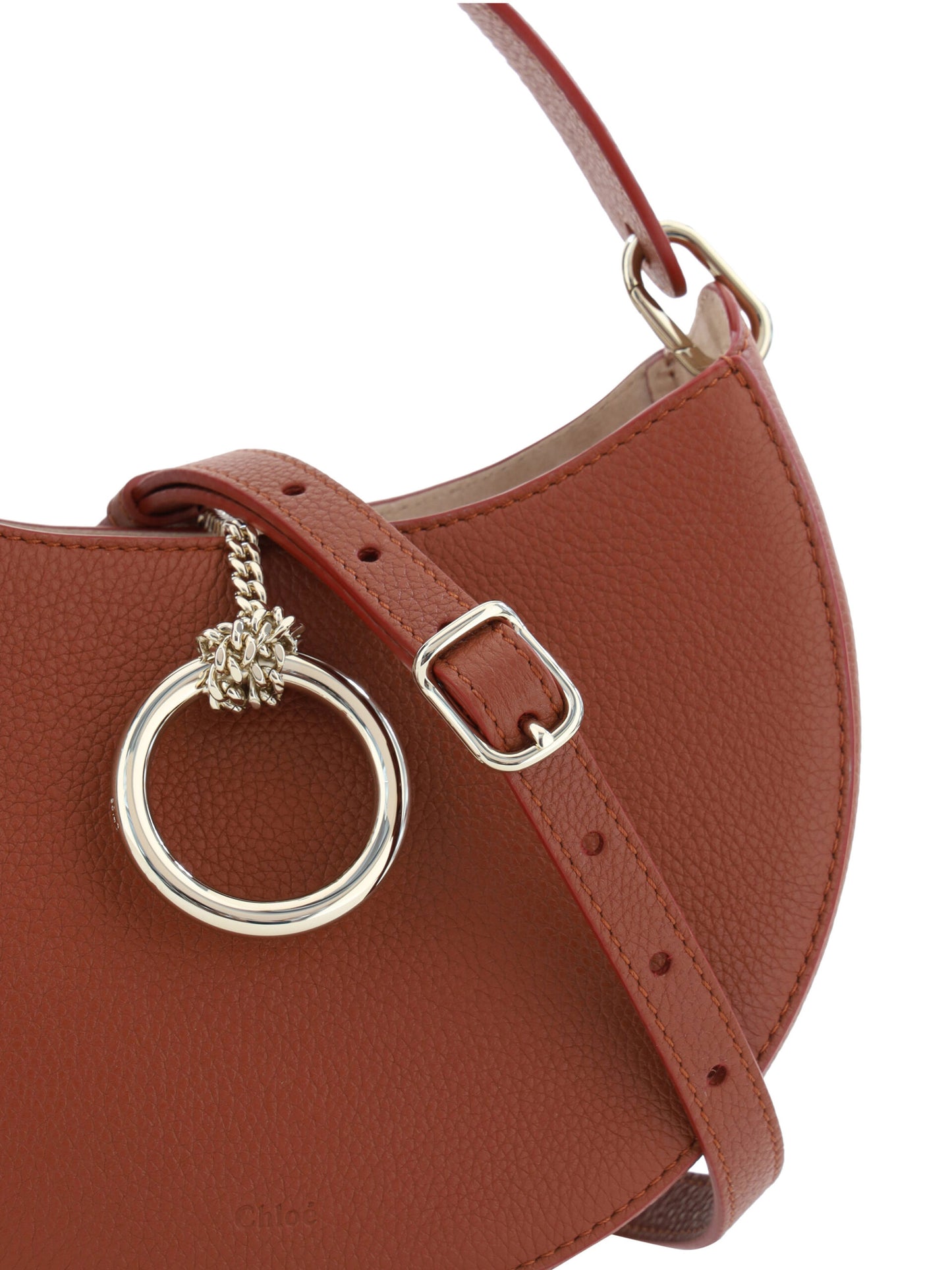 Sepia Brown Small Arlène Leather Shoulder Bag-Chloé-LabelTerrace.com