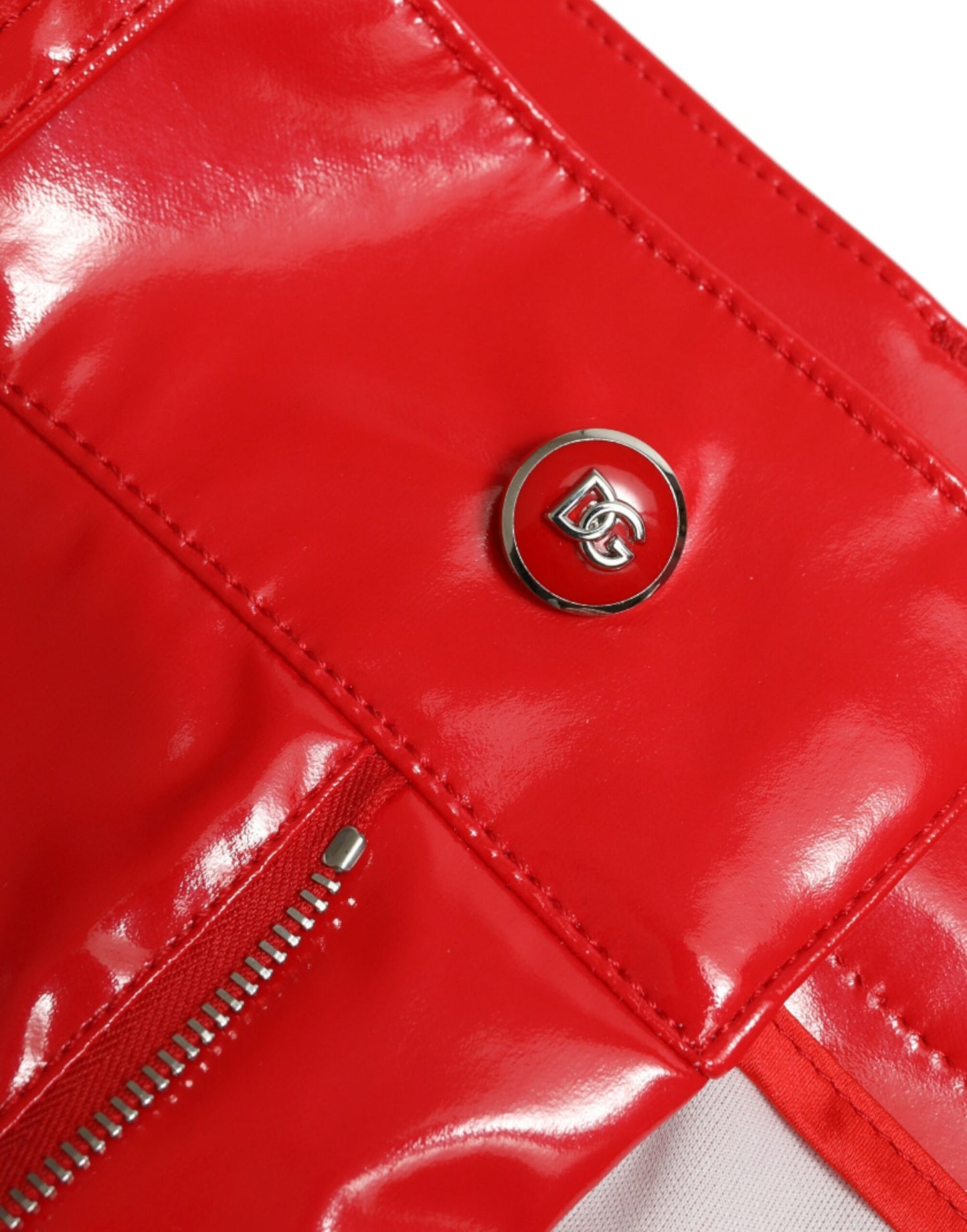Shiny Red High Waist Skinny Pants-Dolce & Gabbana-LabelTerrace.com