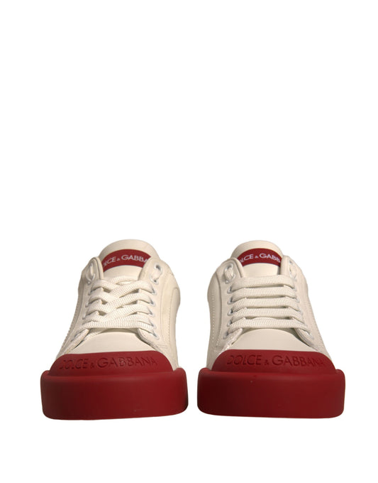 Shoes White Leather Logo Portofino Sneakers-Dolce & Gabbana-LabelTerrace.com