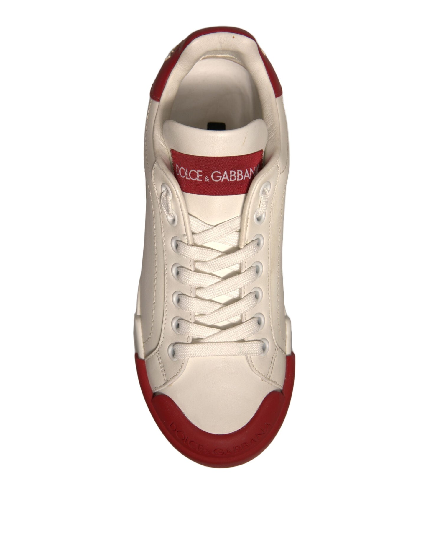 Shoes White Leather Logo Portofino Sneakers-Dolce & Gabbana-LabelTerrace.com