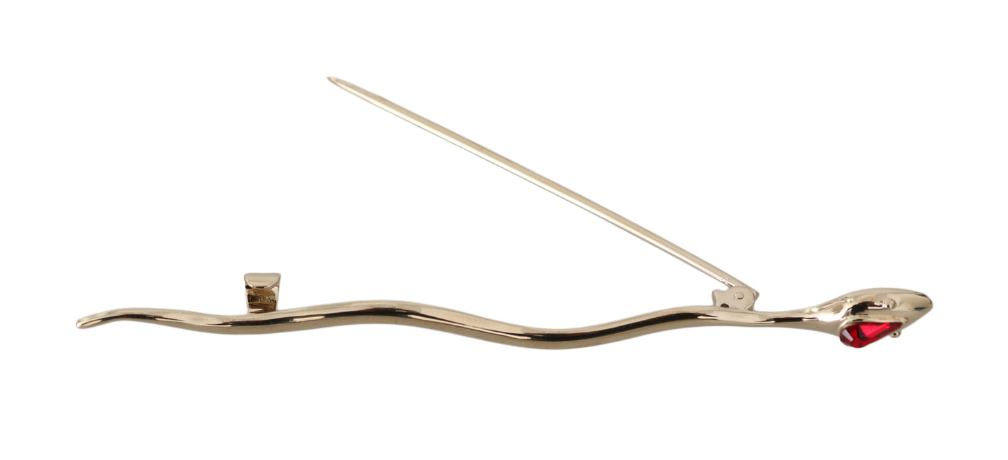 Silver Brass Crystal Spilla Serpente Brooch Pin-Dolce & Gabbana-LabelTerrace.com