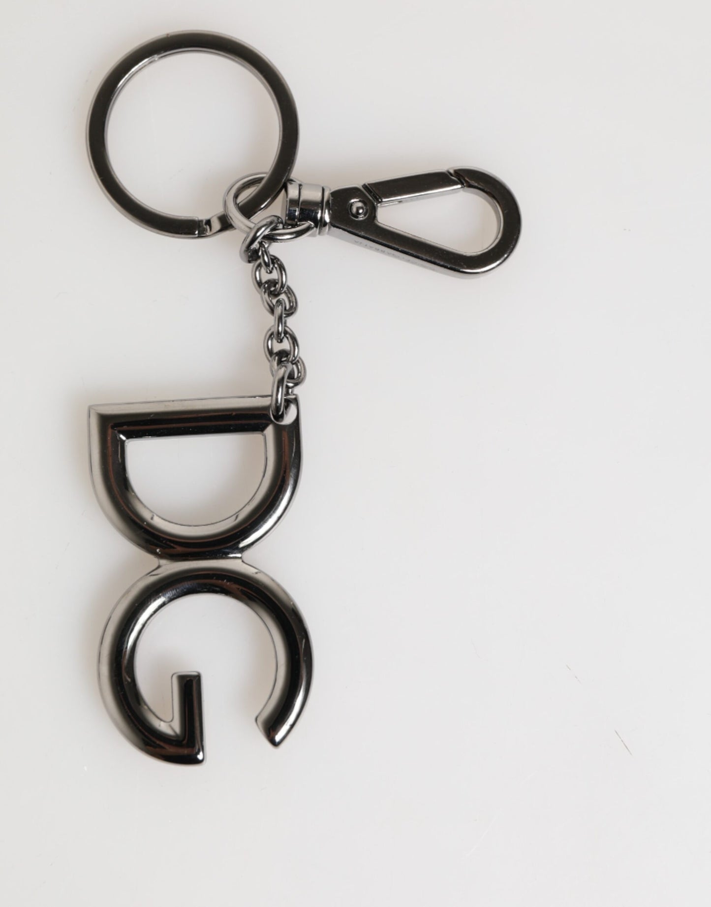 Silver Brass DG Logo Metal Keychain Holder Men Keyring-Dolce & Gabbana-LabelTerrace.com