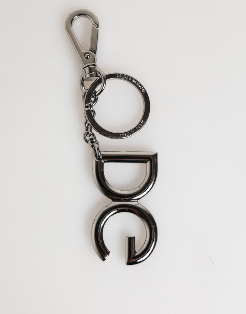 Silver Brass DG Logo Metal Keychain Holder Men Keyring-Dolce & Gabbana-LabelTerrace.com