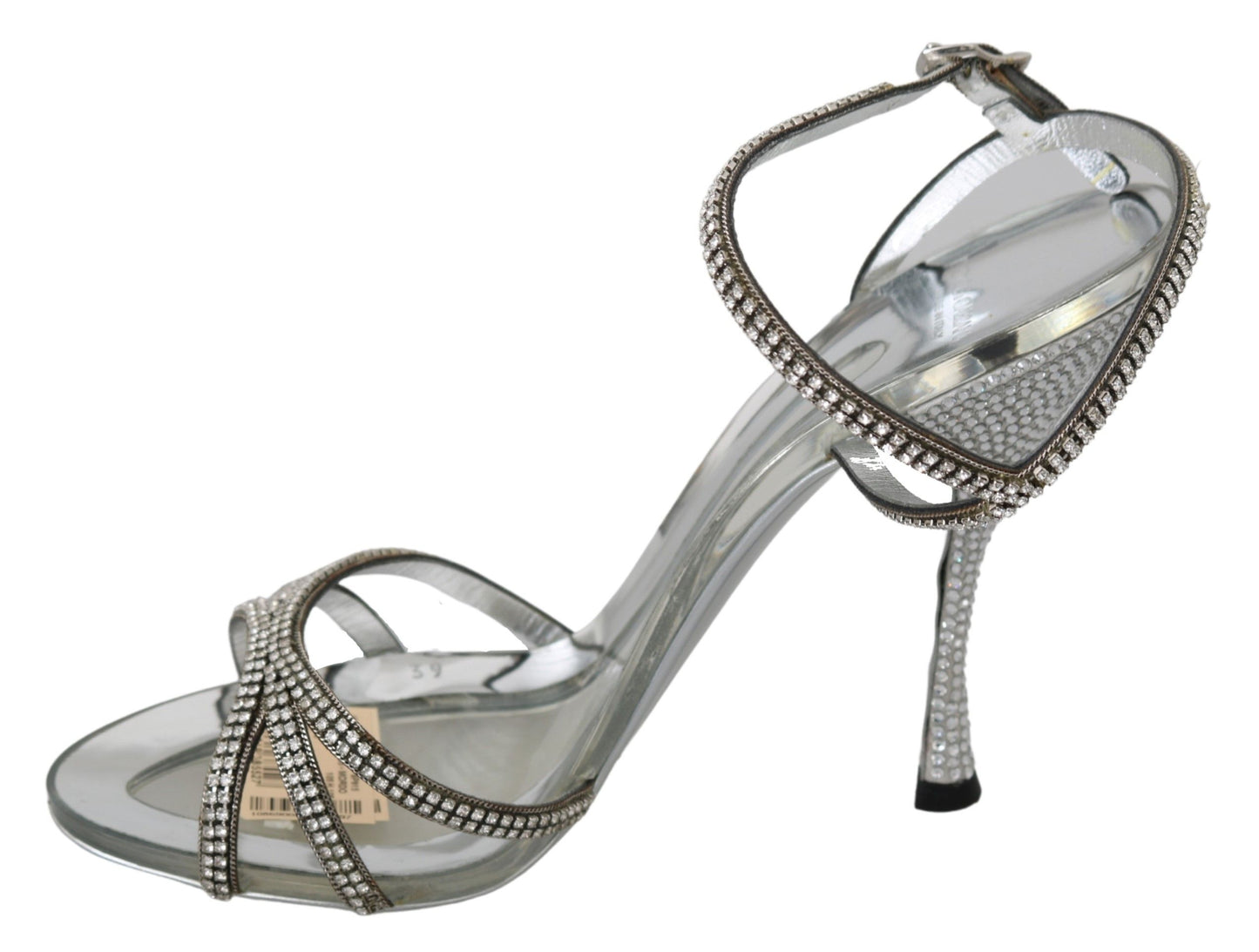 Silver Crystal Ankle Strap Sandals Shoes-Dolce & Gabbana-LabelTerrace.com