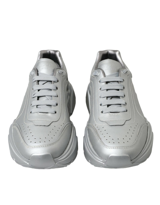 Silver DAYMASTER Leather Men Casual Sneakers Shoes-Dolce & Gabbana-LabelTerrace.com