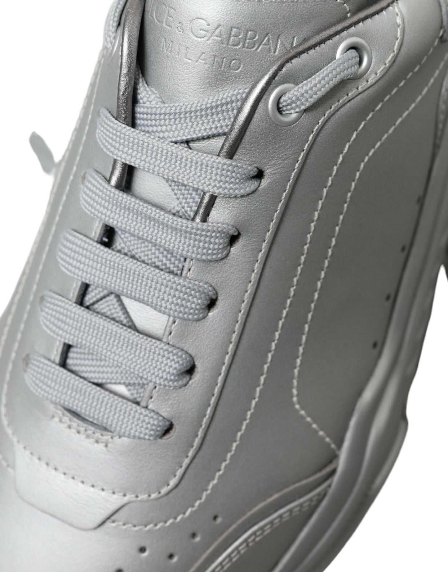 Silver DAYMASTER Leather Men Casual Sneakers Shoes-Dolce & Gabbana-LabelTerrace.com